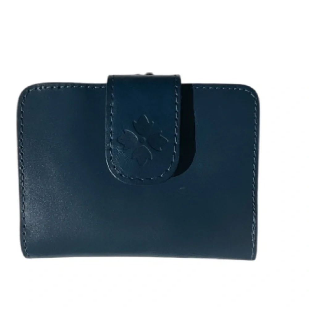 Patricia Nash Iberia Wallet Cerulean Blue Distressed Vtg Leather Bi-fold Wallet